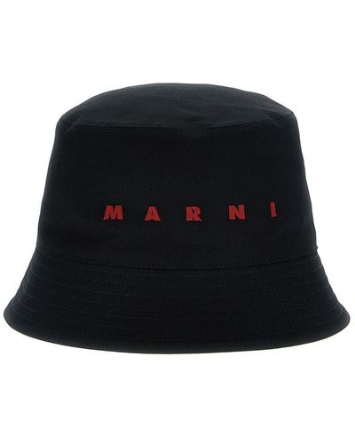 Marni Logo Embroidery Bucket Hat - Black