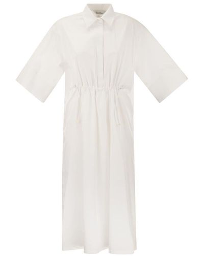 Max Mara Eulalia - Long Cotton And Silk Chemisier Dress - White
