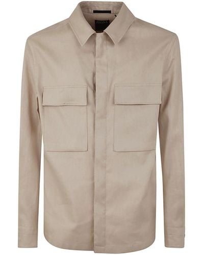 Zegna Oasis Linen Overshirt Clothing - Natural