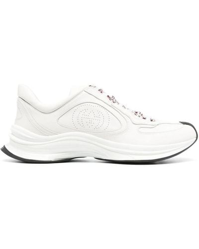 Gucci Perforated-logo Leather Sneakers - White