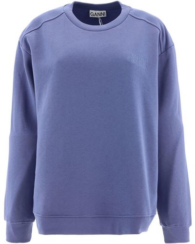 Ganni Sweatshirt With Embroidery - Blue