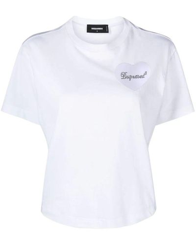DSquared² Logo-appliqué Cotton T-shirt - White
