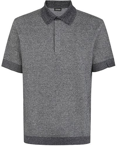 Zegna Cotton Linen And Silk Polo Shirt Clothing - Grey