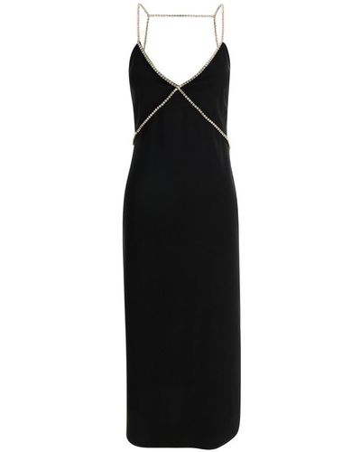 Liu Jo Midi Dress With Rhinestone Straps - Black