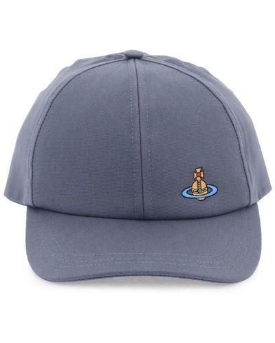 Vivienne Westwood Uni Color Baseball Cap With Orb Embroidery - Blue