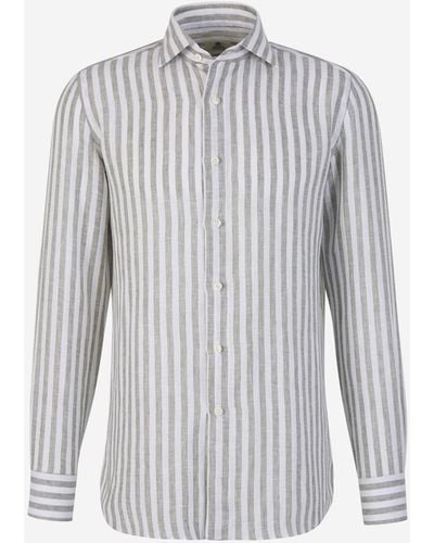 Luigi Borrelli Napoli Striped Linen Shirt - White