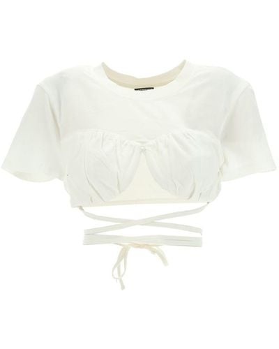 Jacquemus Le T-shirt Baci Cropped Top - White