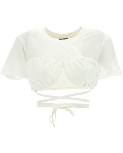 Jacquemus Le T-shirt Baci Cropped Top - White