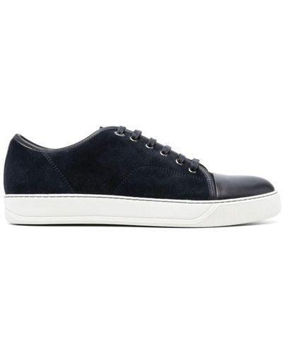 Lanvin Suede And Nappa Captoe Low To Sneaker Shoes - Blue