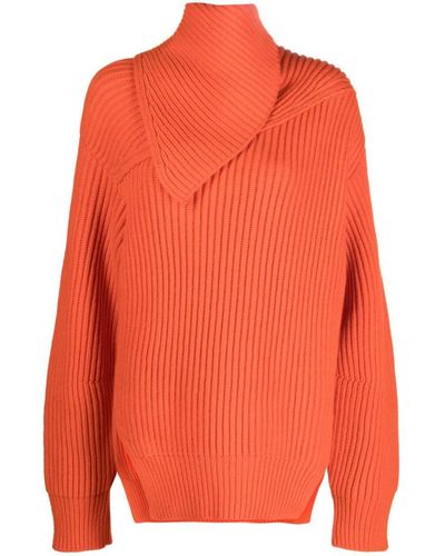Jil Sander Wool Turtleneck Sweater - Orange