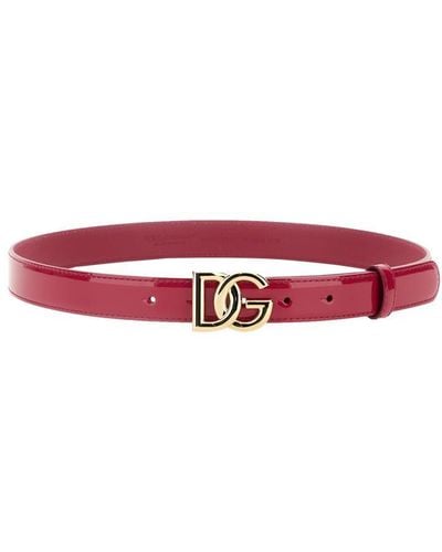 Dolce & Gabbana Belt With Logo Buckle - Red