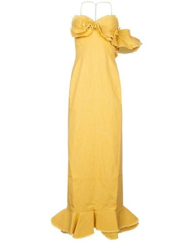 Jacquemus La Robe Artichaut Ruffled Maxi Dress - Yellow
