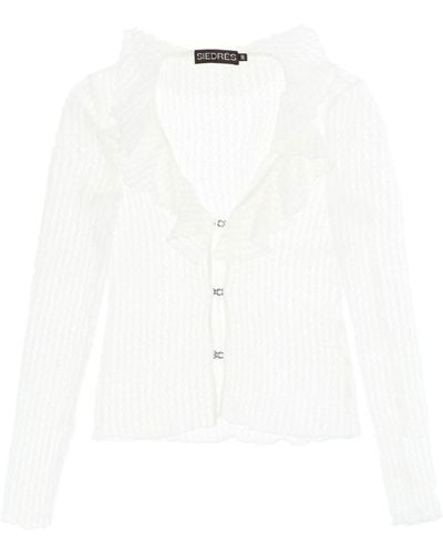 Siedres Chloe Stretch Lace Shirt - White