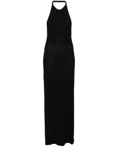 Saint Laurent Wool Blend Long Pencil Dress - Black