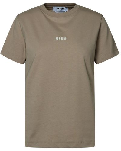 MSGM Beige Cotton T-shirt - Grey