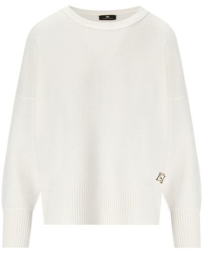 Elisabetta Franchi Ivory Crewneck Sweater - White