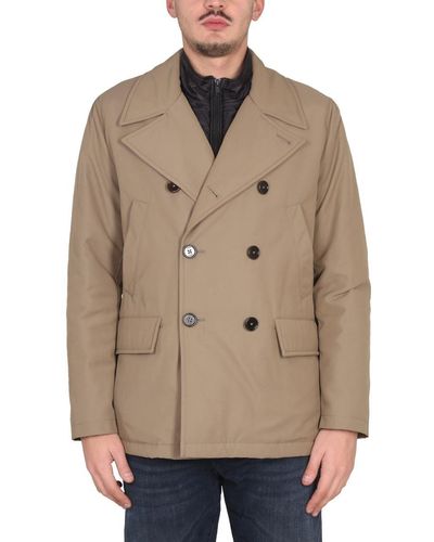 Fay "peacot Double Front" Coat - Natural