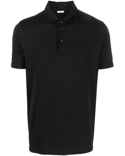 Malo Short-sleeved Polo Shirt In Stretch Cotton - Black