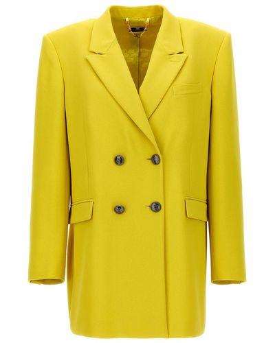 Elisabetta Franchi Logo Button Double-Breasted Blazer - Yellow