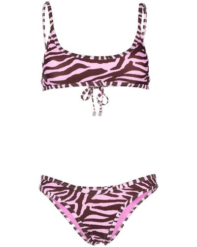 The Attico Zebra-print Bikini - Purple