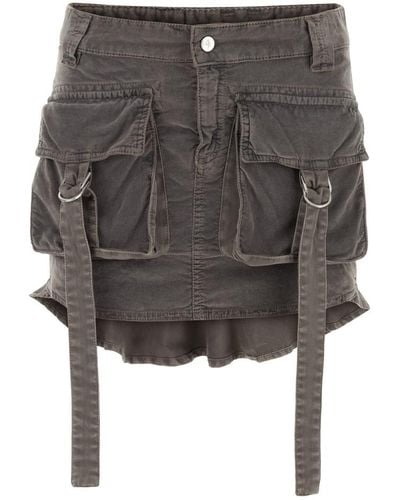 Blumarine Pocke-detailed Corduroy Mini Skirt - Gray