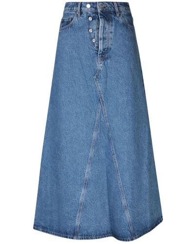 Ganni High-waisted Denim Maxi Skirt - Blue