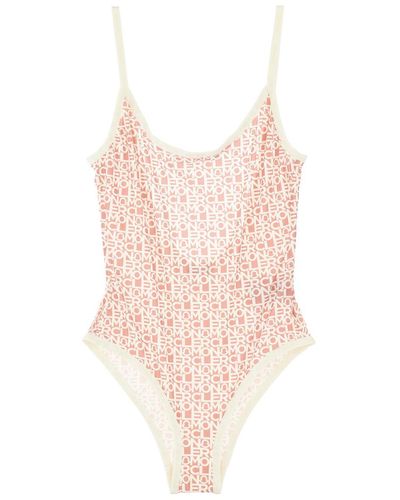 Moncler Logo Print One-Piece Swimsuit - Pink