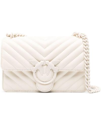 Pinko Mini 'Love One' Quilted Leather Bag - Natural