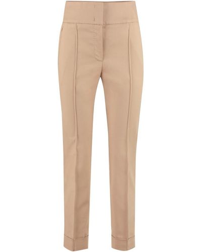 Peserico High-rise Cotton Trousers - Natural