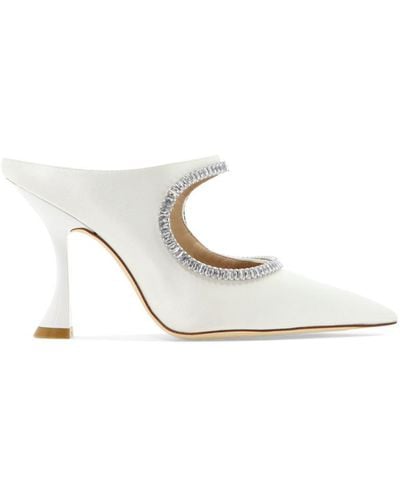 Stuart Weitzman Xcurve Crystal 100 Mules - White