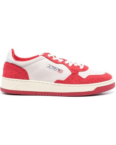 Autry Medalist Panelled Suede Trainers - Pink