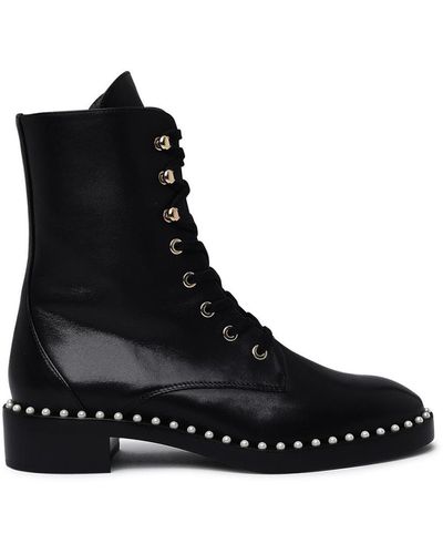 Stuart Weitzman Sondra Leather Ankle Boots - Black