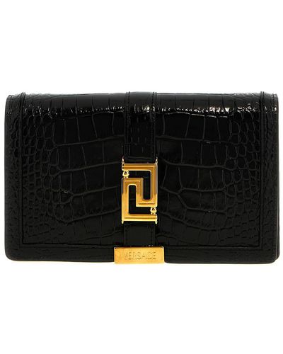 Versace Greca Goddess Wallets, Card Holders - Black