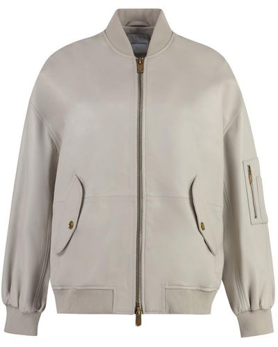 Pinko Monterosi Leather Jacket - Grey