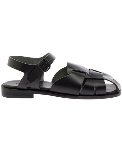Hereu 'Pedra' Sandals With Ankle Buckle - Black
