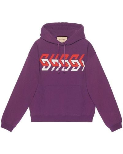 Gucci Logo Cotton Hoodie - Purple