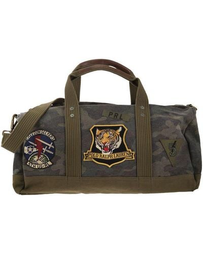 Polo Ralph Lauren Camouflage Canvas Duffle Bag With Tiger - Black