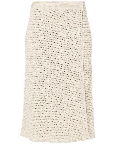 Bottega Veneta Crochet Cotton Midi Skirt - Natural