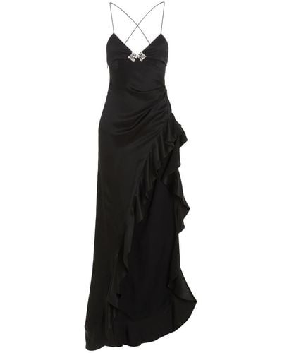Alessandra Rich Crystal Silk Dress - Black