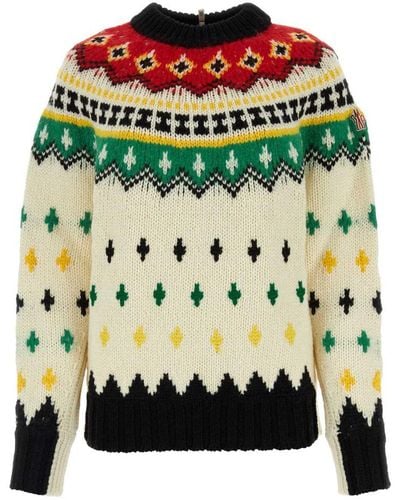 3 MONCLER GRENOBLE Jacquard Wool Sweater - Green
