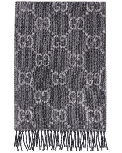 Gucci Double Face Wool Scarf - Gray