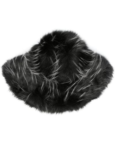 MSGM Faux-fur Cotton Bucket Hat - Black