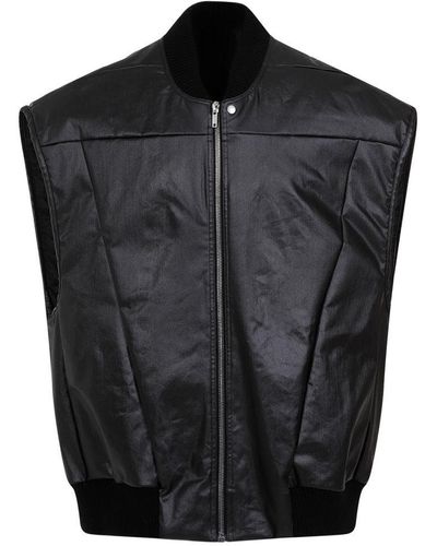 Rick Owens Jumbo Flight Denim Vest Jacket - Black