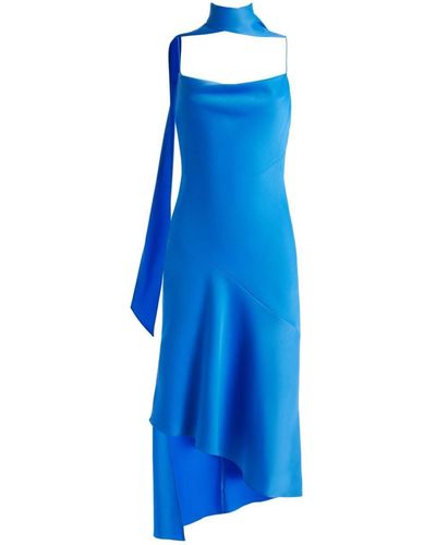 Alice + Olivia Harmony Scarf-Detail Midi Slip Dress - Blue