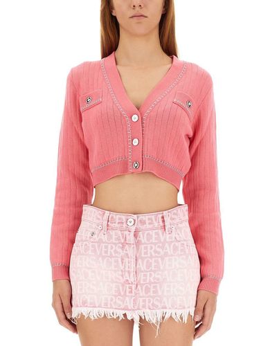 Versace Short Knitted Cardigan - Pink