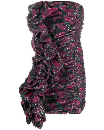 ROTATE BIRGER CHRISTENSEN Purple Sequin-embellished Mini Dress - Women's - Spandex/elastane/recycled Polyester