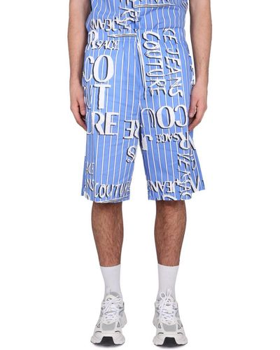 Versace Jeans Couture Bermuda With Logo - Blue