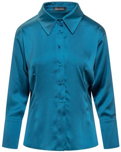 ACTUALEE Satin Shirt - Blue
