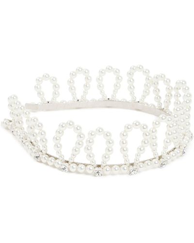 Simone Rocha Pearl And Crystal Beaded Crown Hat - White