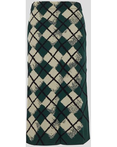 Burberry "Knitted Diamond Pattern Midi Skirt - Green